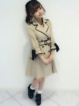 「アイテム（トレンチコート）」を使った、ISBITさん（レディース・152cm・10代）の春コーディネート