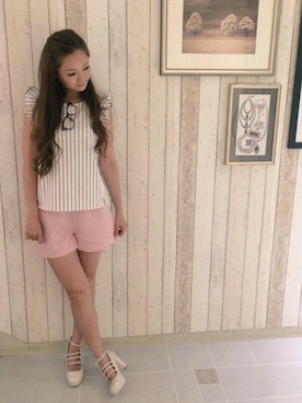 「アイテム（メガネ）」を使った、ISBITさん（レディース・164cm）の夏コーディネート