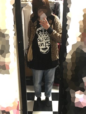 「ボーイフレンドデニム」｜「アイテム（その他アウター）」を使った、かのこさん（レディース・158cm）の冬コーディネート
