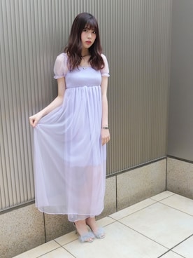 「アイテム（ワンピース/ドレス、パープル系）」を使った、eatme-staffさん（レディース・168cm）の春コーディネート