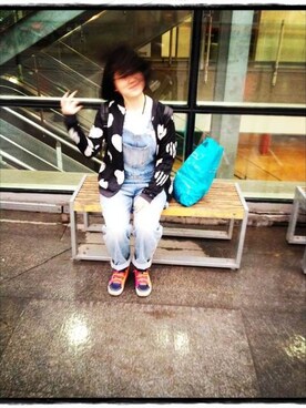 「MONKI（モンキ）のアイテム（サロペット/オーバーオール）」を使った、Bradberryさん（レディース・167cm）の春コーディネート