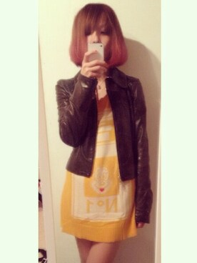 「DOLCE&GABBANA（ドルチェアンドガッバーナ）のアイテム（ライダースジャケット）」を使った、RISさん（レディース・161cm）の秋コーディネート