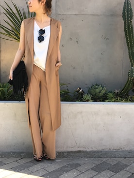 「TODAYFUL（トゥデイフル）のカットワイドパンツ（その他パンツ）」を使った、..natsu..さん（レディース・158cm）の春コーディネート