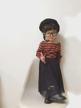 「PLST（プラステ）のアイテム」を使った、RIOさん（キッズ・80cm）の秋コーディネート
