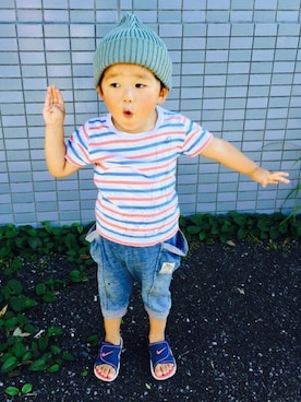 「Design Tshirts Store graniph（デザイン　ティーシャツ　ストア　グラニフ）のアイテム（トップス）」を使った、graniph ZOZOTOWN KIDS STAFFさん（キッズ・100cm）の夏コーディネート