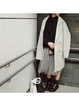 「ボリュームニット」｜「アイテム（ジャケット/アウター）」を使った、mskさん（レディース・160cm）の春コーディネート