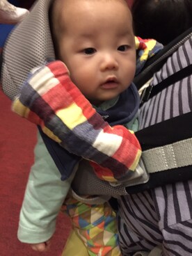 「アイテム（ママ＆ベビー、グリーン系）」を使った、rinrinさん（キッズ・70cm）の春コーディネート