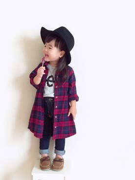 「切り絵プリント」｜yuiさん（キッズ・90cm）の秋コーディネート