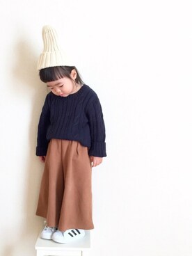 「キッスコーデ」｜「アイテム（ニットキャップ/ビーニー）」を使った、yuiさん（キッズ・90cm）の秋コーディネート