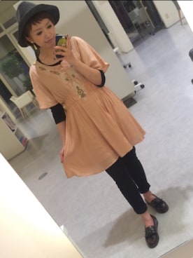 「タッセルイヤリング」｜「アイテム（ワンピース/ドレス）」を使った、Ryo❁さん（レディース・159cm）の秋コーディネート