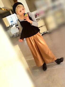 「ぺプラムトップス」｜「アイテム（ハンチング/ベレー帽）」を使った、Ryo❁さん（レディース・159cm）の冬コーディネート