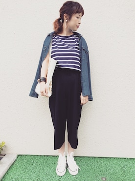 「SQUOVAL（スクオーバル）のアイテム（シューズ）」を使った、mizuhoさん（レディース・156cm）の夏コーディネート