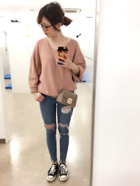 「SQUOVAL（スクオーバル）のアイテム（シューズ）」を使った、mizuhoさん（レディース・156cm）の春コーディネート