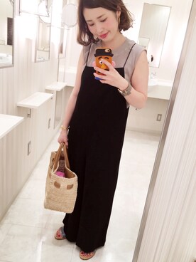「ADAM ET ROPE'（アダムエロペ）のアイテム（サロペット/オーバーオール）」を使った、mizuhoさん（レディース・156cm）の夏コーディネート