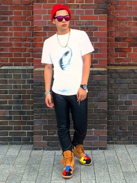 「L.H.P（エルエイチピー）のアイテム（スラックス）」を使った、SpongeNobuさん（メンズ・174cm）の夏コーディネート