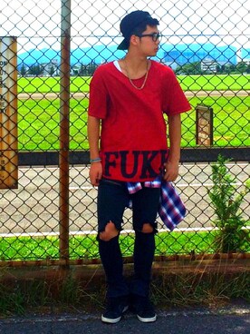 「FRESH.I.AM（フレッシュ.アイ.アム）のアイテム」を使った、SpongeNobuさん（メンズ・174cm）の夏コーディネート