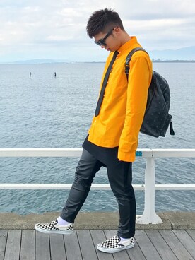「L.H.P（エルエイチピー）のアイテム（スラックス）」を使った、SpongeNobuさん（メンズ・174cm）の秋コーディネート