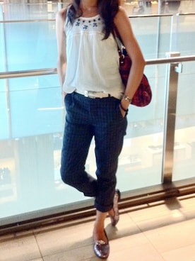 「UNIQLO Tシャツ」｜「アイテム（その他シューズ）」を使った、M_Yin_Wさん（レディース・159cm）の夏コーディネート