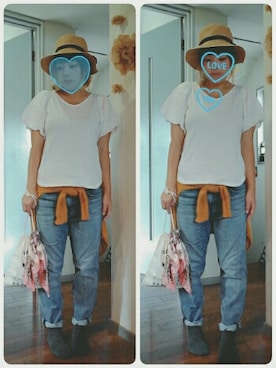 「バルーンスリーブ」｜maimaiko☺さん（レディース・163cm）の夏コーディネート