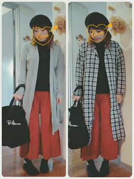 「ベレー帽推奨委員会」｜「アイテム（シャツワンピース）」を使った、maimaiko☺さん（レディース・163cm）の秋コーディネート