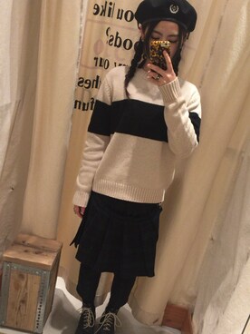 「PAMEO POSE」｜「アイテム（ハンチング/ベレー帽）」を使った、1970さん（レディース・157cm）の冬コーディネート