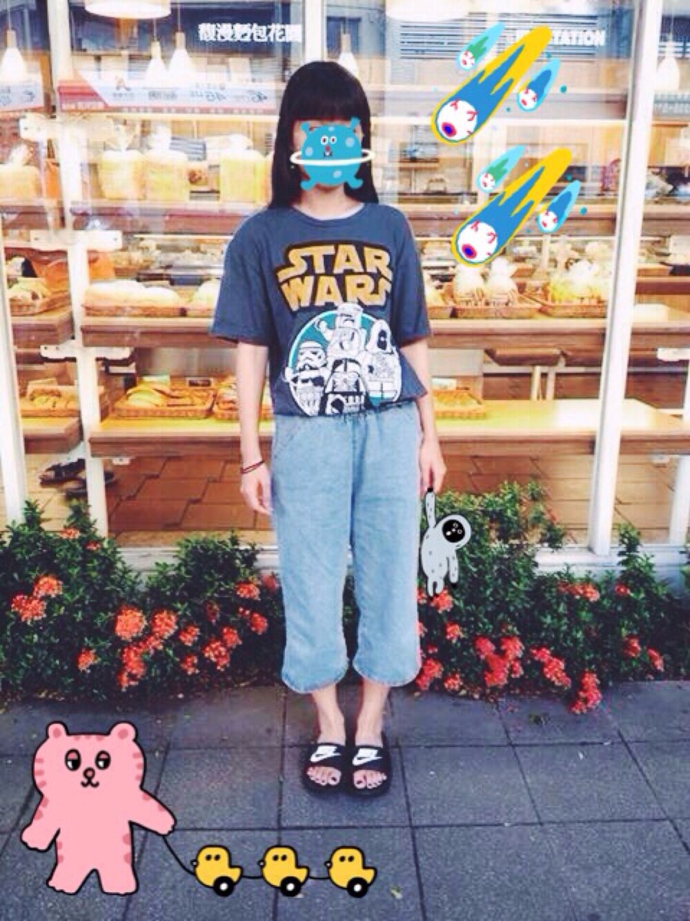 「NIKE、Planet、outfit、ootd、WEARBOOKエントリー、girl」｜「泰國購入のアイテム（Tシャツ/カットソー、その他）」を使った、ᴱᴰᴵ🌵さん（レディース・164cm）の夏コーディネートの1枚目の写真