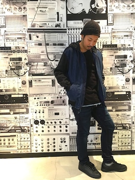 「DIESEL（ディーゼル）のアイテム（デニムジャケット、ブルー系）」を使った、UENTSUさん（メンズ・170cm）の秋コーディネート