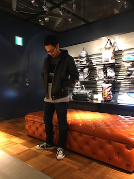 「DIESEL（ディーゼル）のアイテム（ブルゾン）」を使った、UENTSUさん（メンズ・170cm・30代）の秋コーディネート