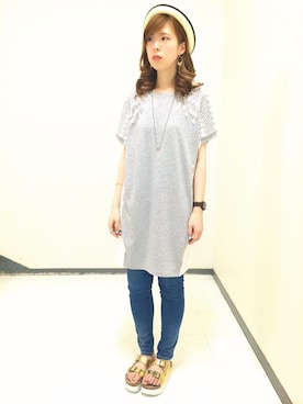 「AS KNOW AS PINKY（アズノゥアズピンキー）のアイテム（帽子）」を使った、Nさん（レディース・168cm）の春コーディネート