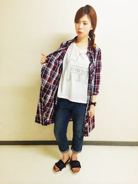 「AS KNOW AS PINKY（アズノゥアズピンキー）のアイテム（シャツワンピース）」を使った、Nさん（レディース・168cm）の夏コーディネート