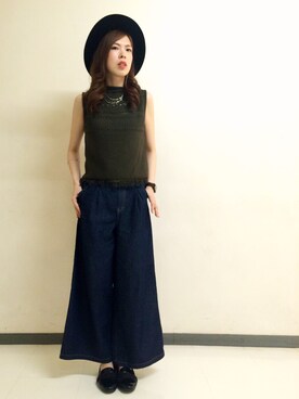 「透かし編みニット」｜Nさん（レディース・168cm）の夏コーディネート