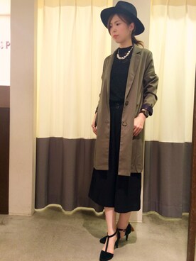 「AS KNOW AS PINKY（アズノゥアズピンキー）のアイテム（チェスターコート）」を使った、Nさん（レディース・168cm）の秋コーディネート