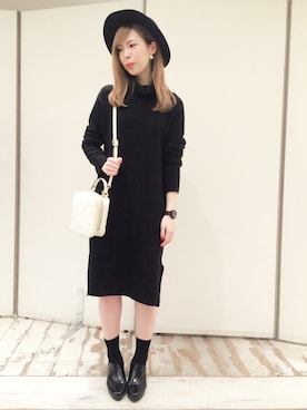 「黒ニット」｜Nさん（レディース・168cm）の秋コーディネート