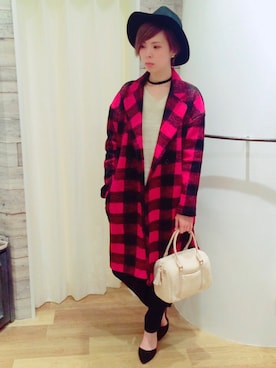 「AS KNOW AS PINKY（アズノゥアズピンキー）のアイテム（チェスターコート）」を使った、Nさん（レディース・168cm）の秋コーディネート