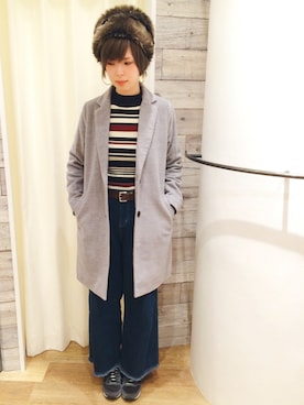 「AS KNOW AS PINKY（アズノゥアズピンキー）のアイテム（チェスターコート）」を使った、Nさん（レディース・168cm）の秋コーディネート
