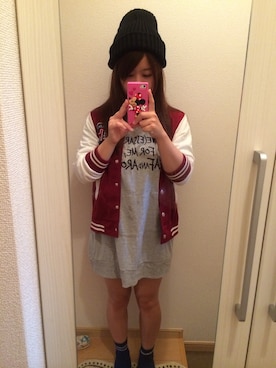 「one way（ワンウェイ）のアイテム（ニットキャップ/ビーニー）」を使った、たかぴよさん（レディース・147cm）の冬コーディネート