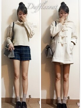 「snidel」｜「アイテム（ダッフルコート）」を使った、JUN♪さん（レディース・168cm）の冬コーディネート