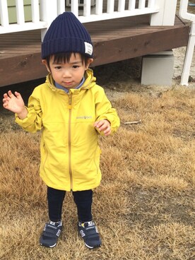 「西松屋」｜「アイテム（ナイロンジャケット）」を使った、ともぴさん（キッズ・90cm）の春コーディネート