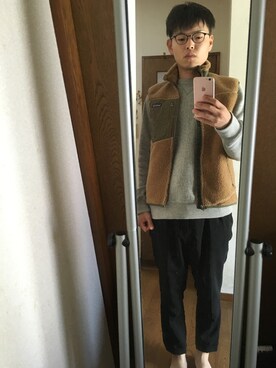 「Scye（サイ）のアイテム（スウェット）」を使った、モアイさん（メンズ・171cm）の秋コーディネート