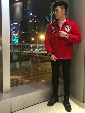 「RMCのアイテム（ジャケット/アウター）」を使った、CK_CHUさん（メンズ・183cm）の冬コーディネート