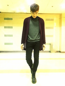 「TOPMAN（トップマン）のアイテム（ニット/セーター）」を使った、CK_CHUさん（メンズ・183cm）の春コーディネート