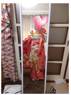 「アイテム（水着/着物・浴衣、レッド系）」を使った、あゆぴかさん（レディース・160cm）の冬コーディネート