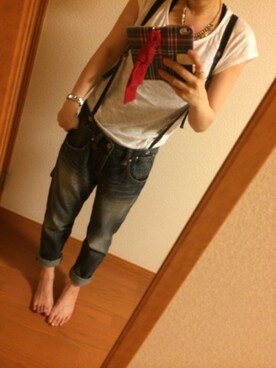 「Spick & Span（スピックアンドスパン）のアイテム（サロペット/オーバーオール、ブルー系）」を使った、hina...さん（レディース・158cm）の夏コーディネート