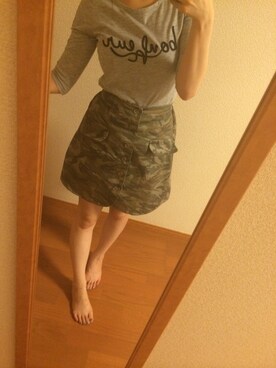 「Spick & Span（スピックアンドスパン）のアイテム（Tシャツ/カットソー、グレー系）」を使った、hina...さん（レディース・158cm）の夏コーディネート