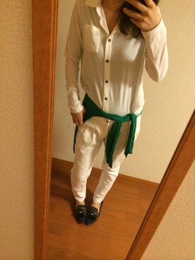 「COMME CA ISM（コムサイズム）のアイテム（カーディガン/ボレロ、グリーン系）」を使った、hina...さん（レディース・158cm）の夏コーディネート