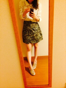 「mystic（ミスティック）のアイテム（シャツ/ブラウス、ホワイト系）」を使った、hina...さん（レディース・158cm）の夏コーディネート