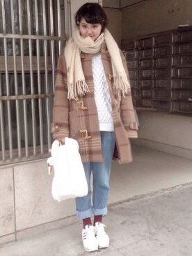 「アイテム（モッズコート、ブラウン系）」を使った、˙ᵕ˙♡elviraさん（レディース・160cm）の冬コーディネート