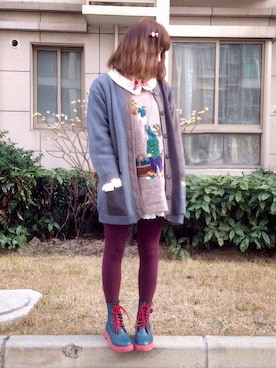 「CRASH HELLO KITTY（クラッシュハローキティ）のアイテム（シューズ）」を使った、˙ᵕ˙♡elviraさん（レディース・160cm）の冬コーディネート