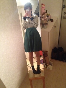 「A part by（アパートバイ）のアイテム（ニット/セーター、ホワイト系）」を使った、みなみさん（レディース・169cm）の秋コーディネート