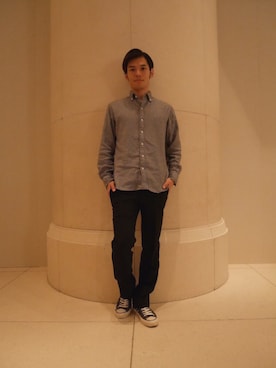 「Scye（サイ）のアイテム（シャツ/ブラウス）」を使った、やまだたかとさん（メンズ・170cm）の秋コーディネート